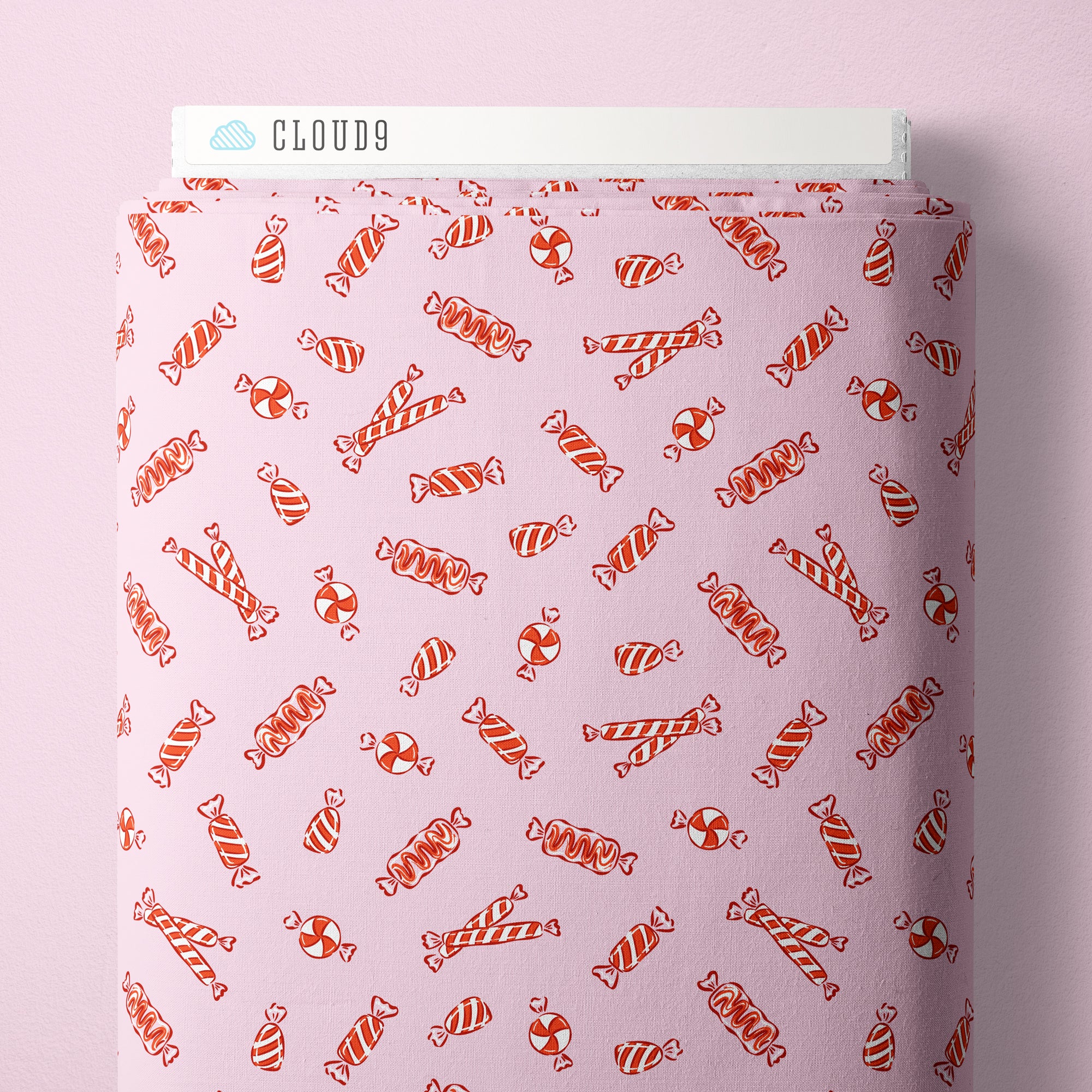 Fabric Cloud9 Pink Peppermint Candy Jolly Tidings by the Quarter Yard 229198