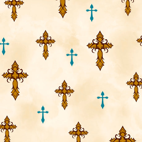 Fabric QT Cream Crosses Amazing Grace by the Quarter Yard 24030-E