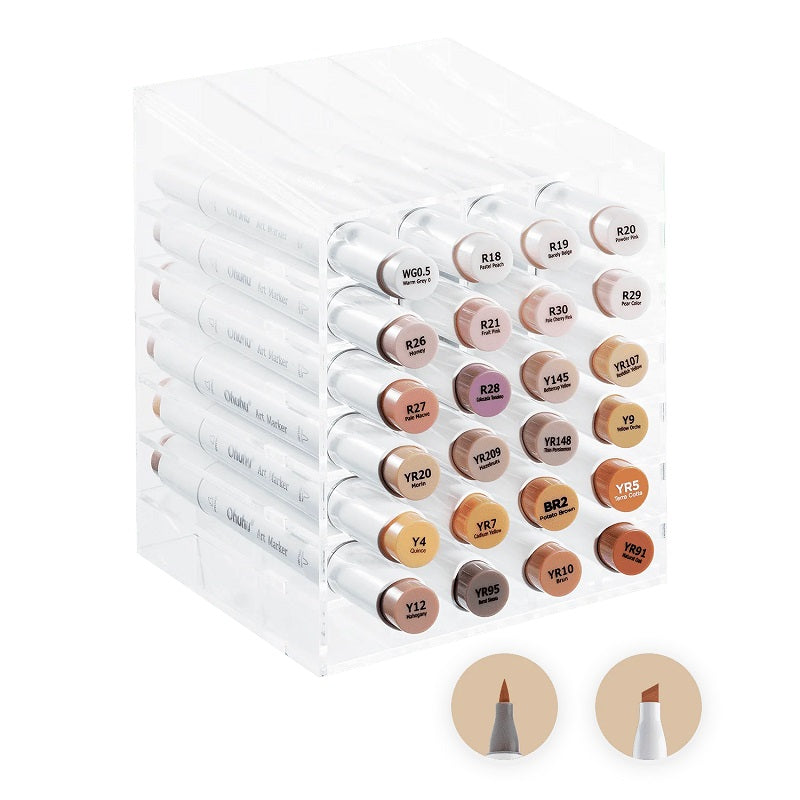 Ohuhu Honolulu 24ct Skintone Brush/Chisel Dual Tip Alcohol Markers Y30-80400-50