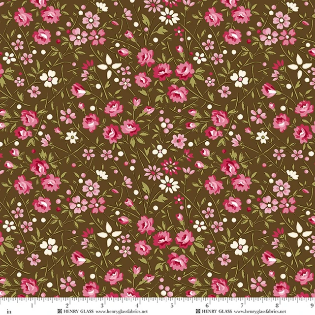Fabric Henry Glass Brown Med Floral Cinnamon Stick by the Quarter Yard 2541-33