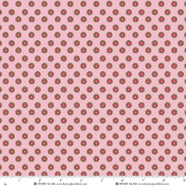 Fabric Henry Glass Pink Small Medallion Cinnamon Stick by the Quarter Yard 2543-22