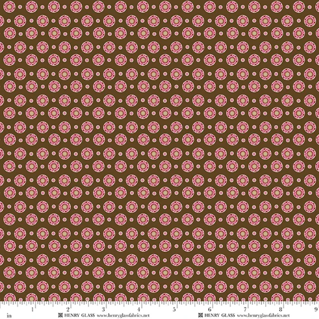 Fabric Henry Glass Brown Small Medallion Cinnamon Stick by the Quarter Yard 2543-33