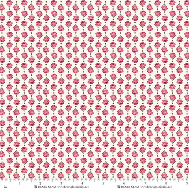 Fabric Henry Glass Multi Small Roses Cinnamon Stick by the Quarter Yard 2544-26
