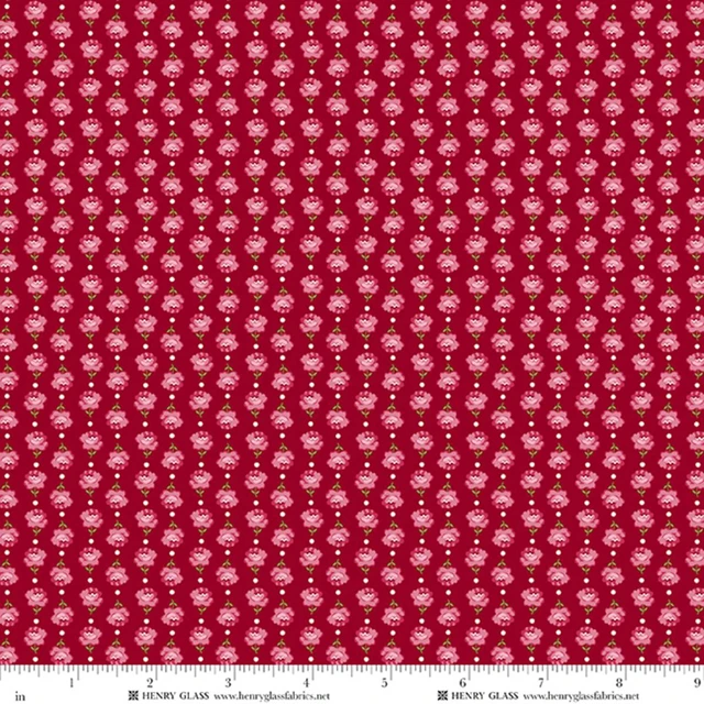 Fabric Henry Glass Berry Small Roses Cinnamon Stick by the Quarter Yard 2544-88