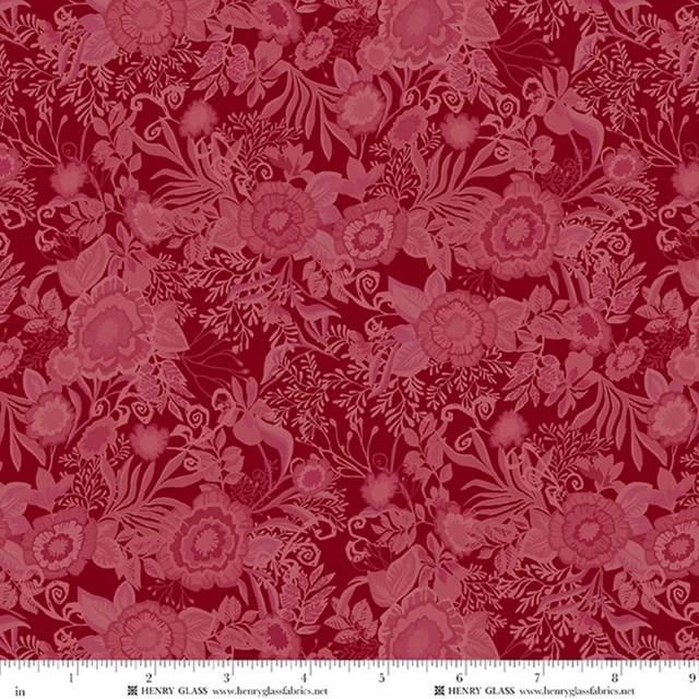 Fabric Henry Glass Berry Large Packed Floral Cinnamon Stick by the Quarter Yard 2545-88