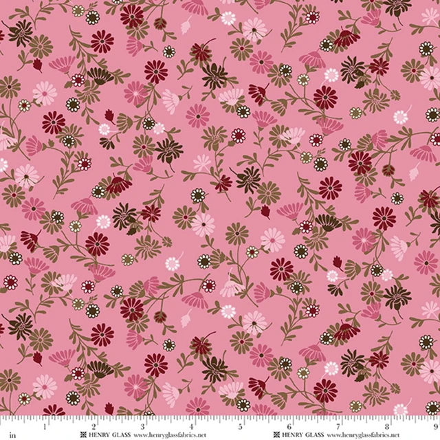 Fabric Henry Glass Pink Stylized Daisy Cinnamon Stick by the Quarter Yard 2547-22