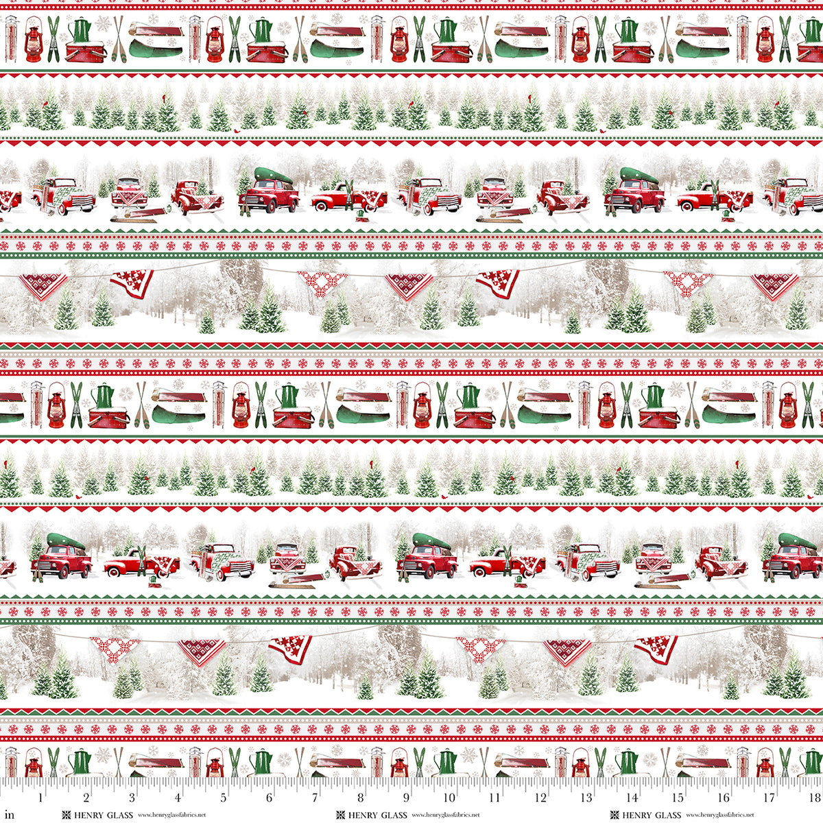 Fabric Henry Glass Multi Novelty Truck Stripe Tailgate Traditions by the Quarter Yard 2574-86