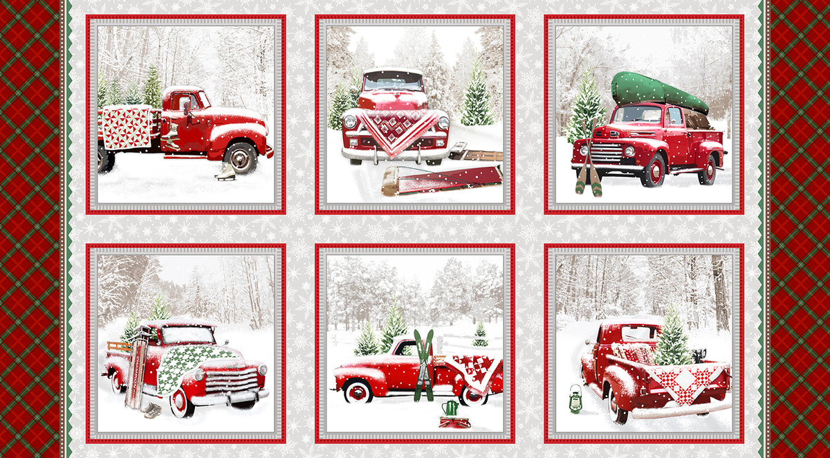 Fabric Henry Glass Multi Six Block Trucks Tailgate Traditions Quilt Panel 2576B-86