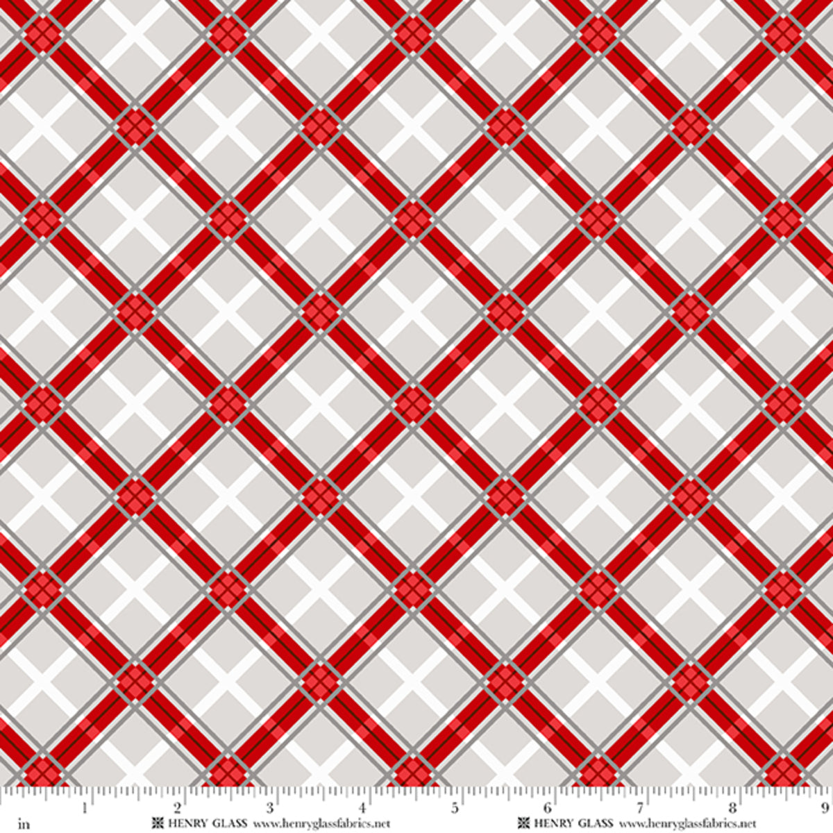 Fabric Henry Glass Gray Bias Plaid Tailgate Traditions by the Quarter Yard 2577-89