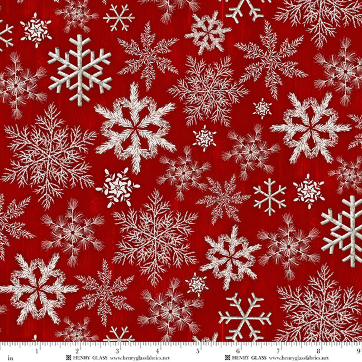 Fabric Henry Glass Red 3D Snowflake Tailgate Traditions by the Quarter Yard 2578-88