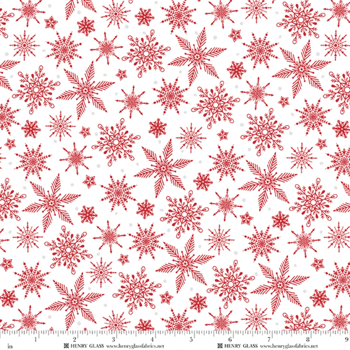 Fabric Henry Glass White Snowflakes Tailgate Traditions by the Quarter Yard 2580-08