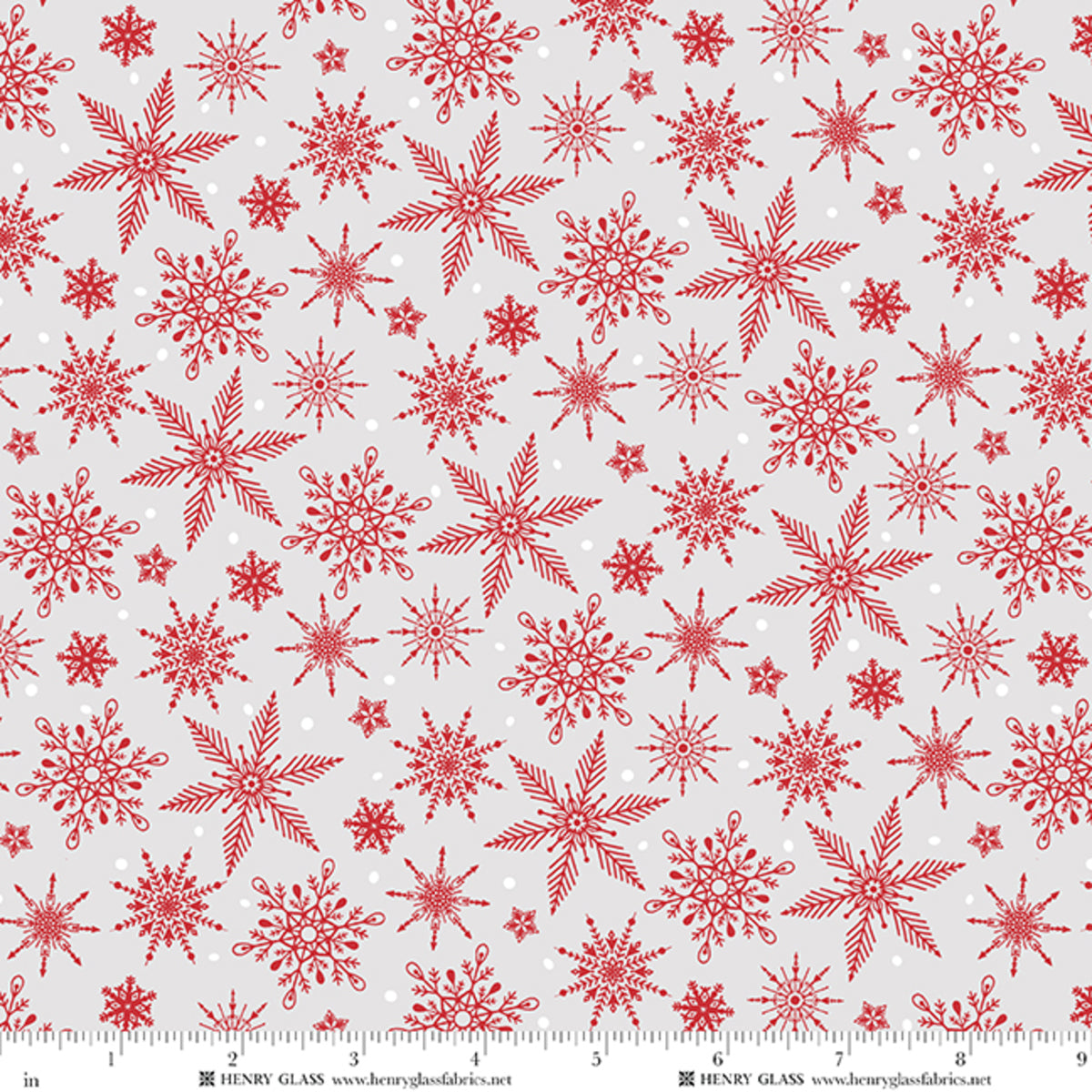 Fabric Henry Glass Gray Snowflakes Tailgate Traditions by the Quarter Yard 2580-89