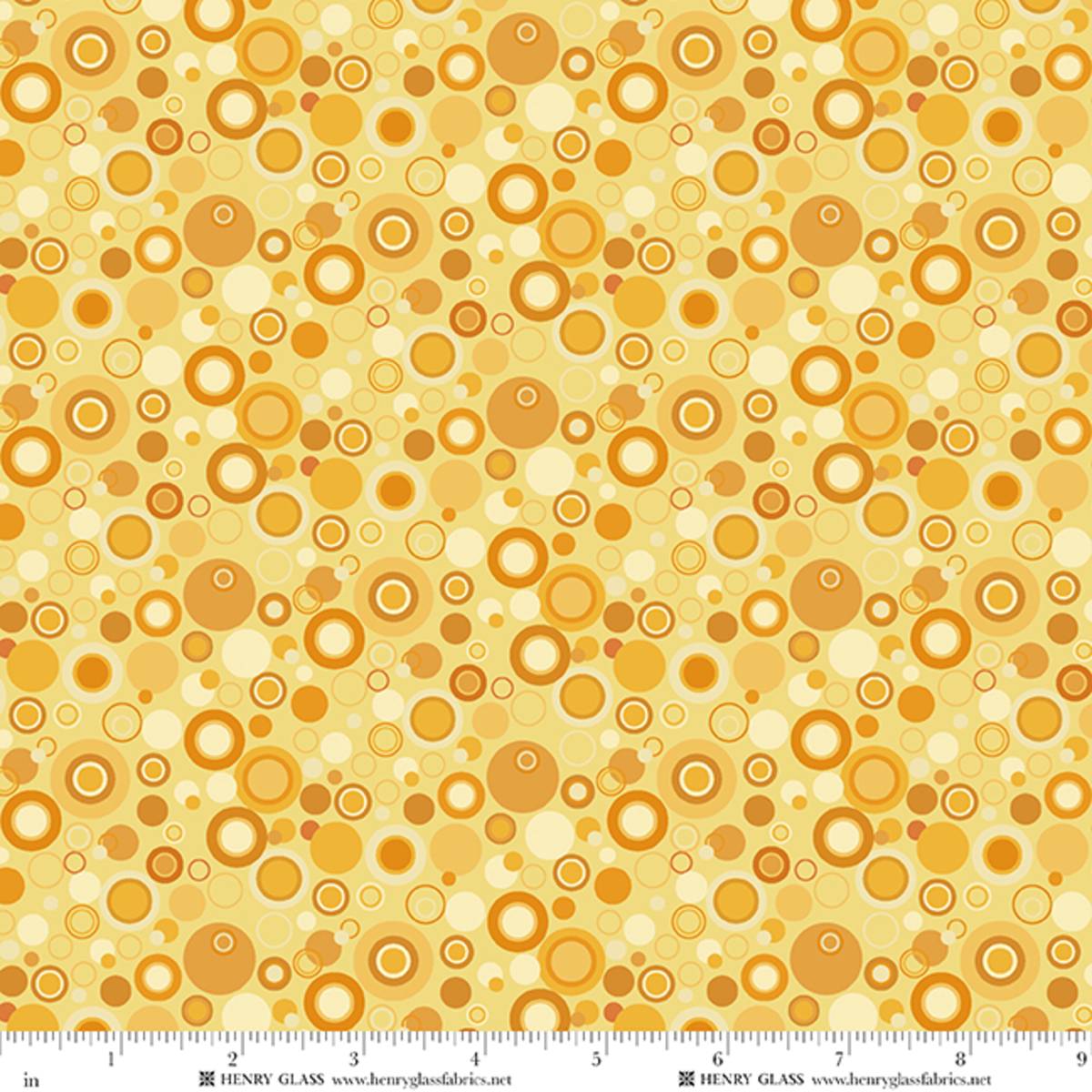 Fabric Henry Glass Yellow Dots Bubble Dot 108" Wide Back by the Quarter Yard 2670-33