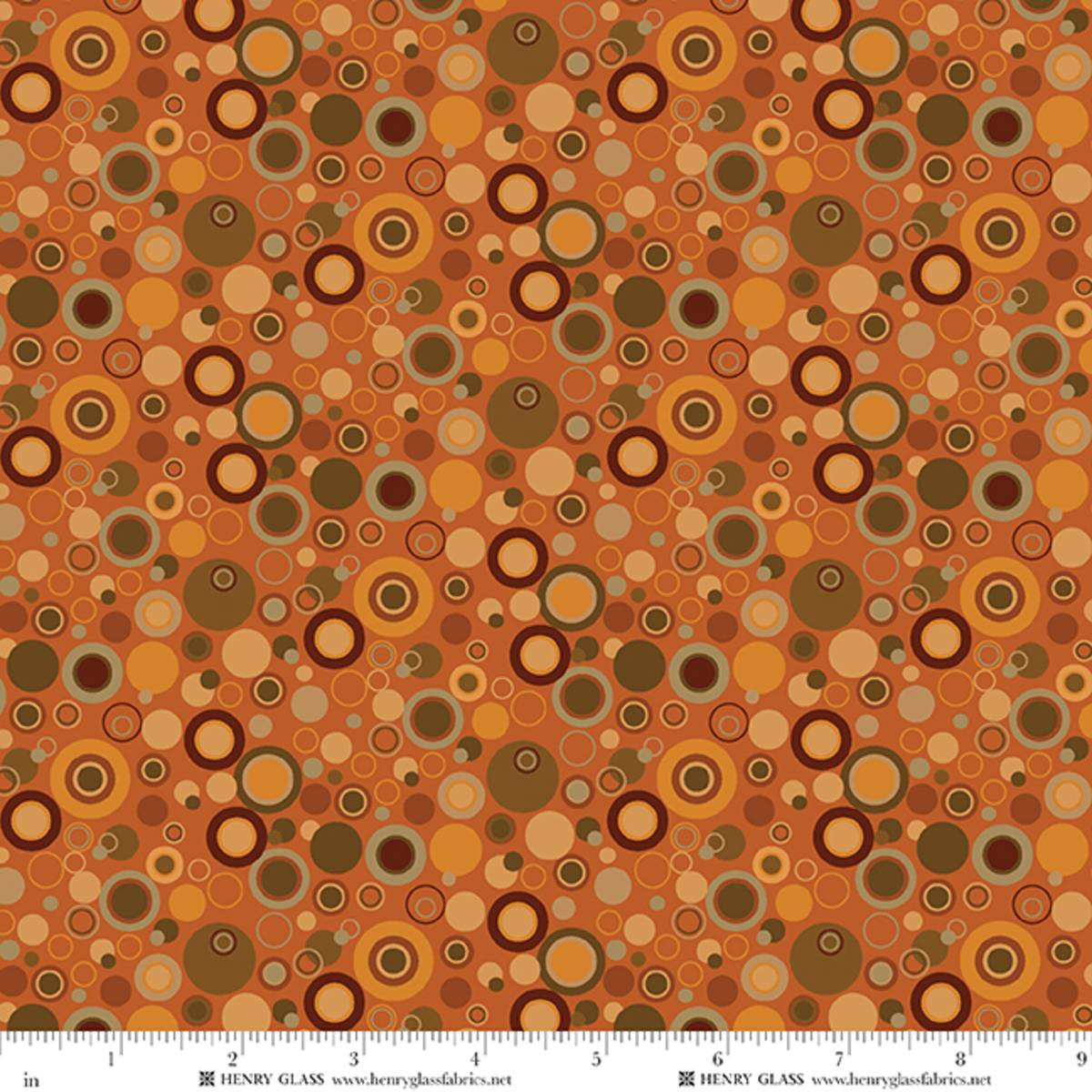 Fabric Henry Glass Orange Dots Bubble Dot 108" Wide Back by the Quarter Yard 2670-35