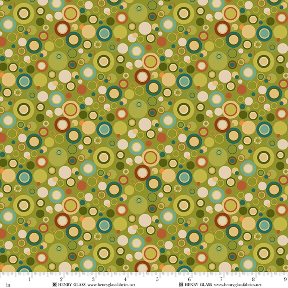Fabric Henry Glass Green Dots Bubble Dot 108" Wide Back by the Quarter Yard 2670-66