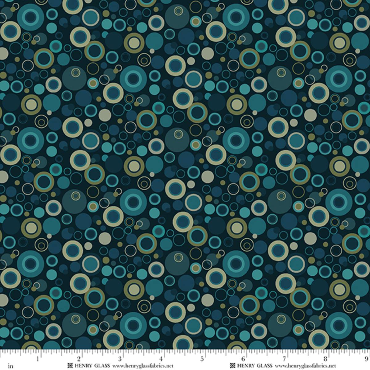 Fabric Henry Glass Navy Dots Bubble Dot 108" Wide Back by the Quarter Yard 2670-78