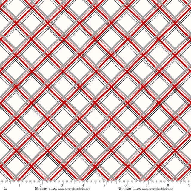 Fabric Henry Glass Multi Bias Plaid Snow Folks by the Quarter Yard 2702-08