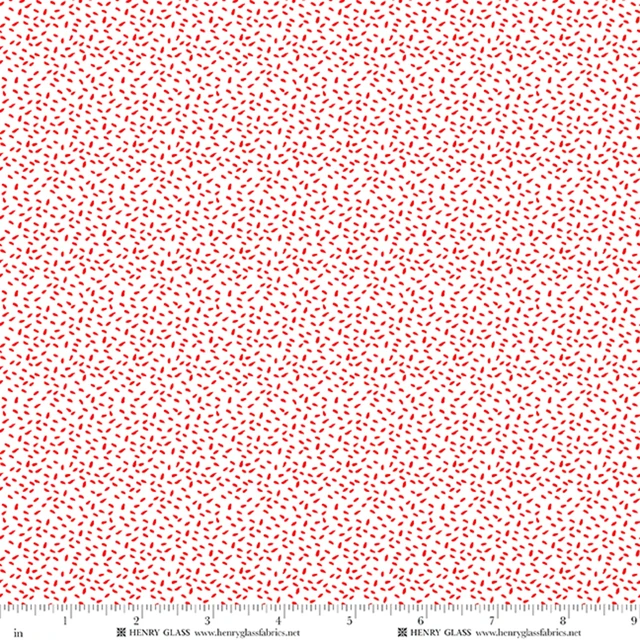 Fabric Henry Glass Red Scattered Seeds Snow Folks by the Quarter Yard 2703-08