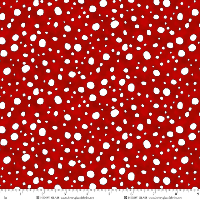 Fabric Henry Glass Red Snow Snow Folks by the Quarter Yard 2704-88