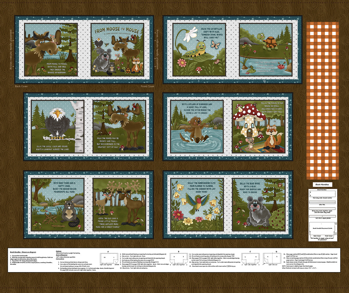 Fabric Henry Glass Brown From Moose to Mouse Little Readers 10 Quilt Panel 2721BP-38