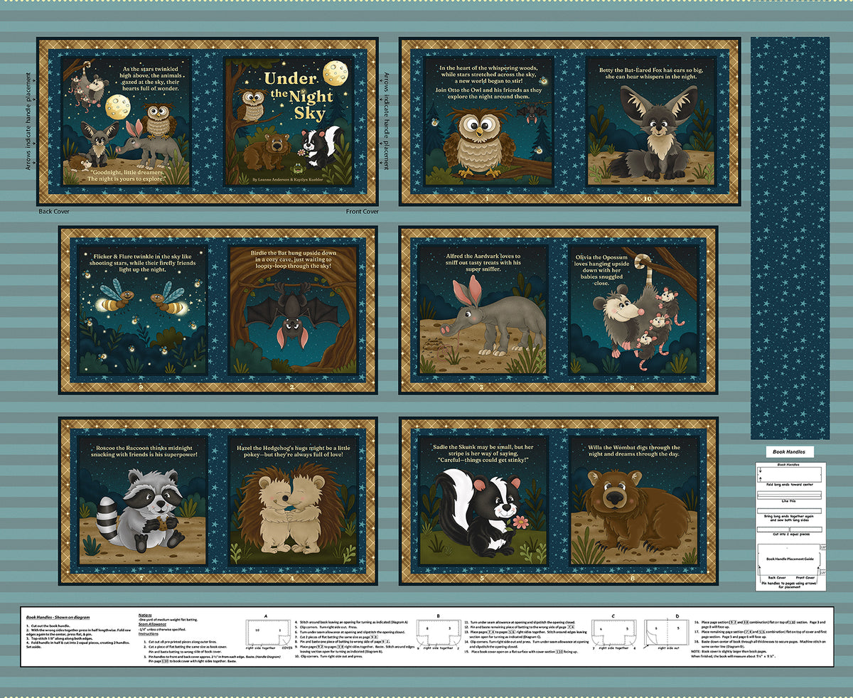 Fabric Henry Glass Navy Under the Night Sky Little Readers 12 Quilt Panel 2723BP-77