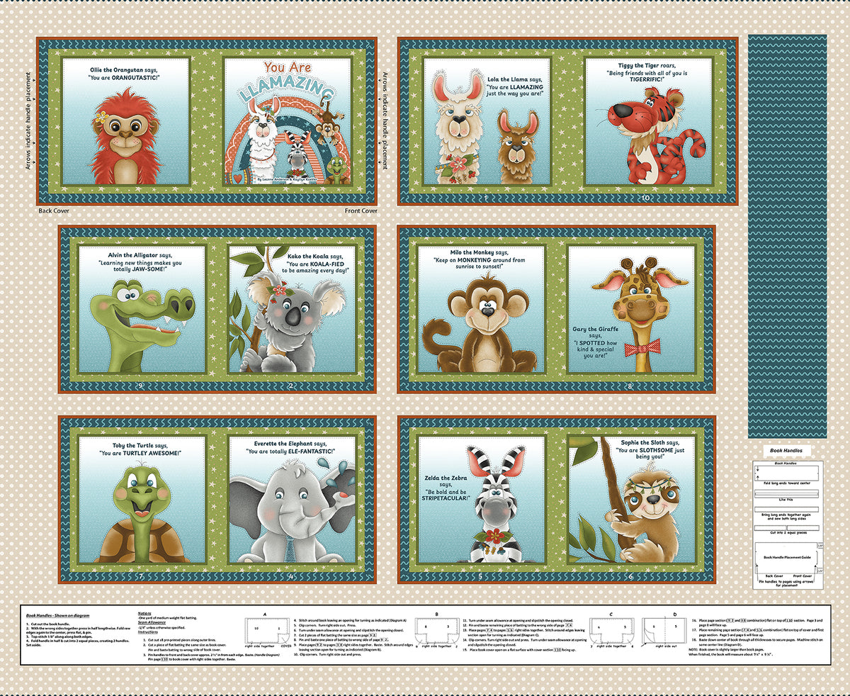 Fabric Henry Glass Cream You are Llamazing Little Readers 13 Quilt Panel 2724BP-41