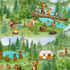 Fabric Henry Glass Green Camp Scenic Happy Campers by the Quarter Yard 2725-66
