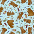 Fabric Henry Glass Light Blue/Brown Bears and Bobbers Happy Campers by the Quarter Yard 2728-13