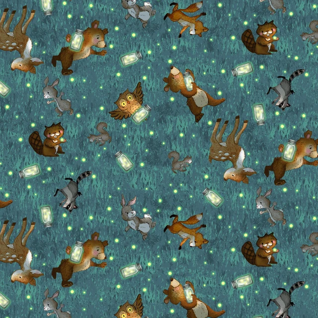Fabric Henry Glass Dark Teal Tonal Happy Campers by the Quarter Yard 2734-76