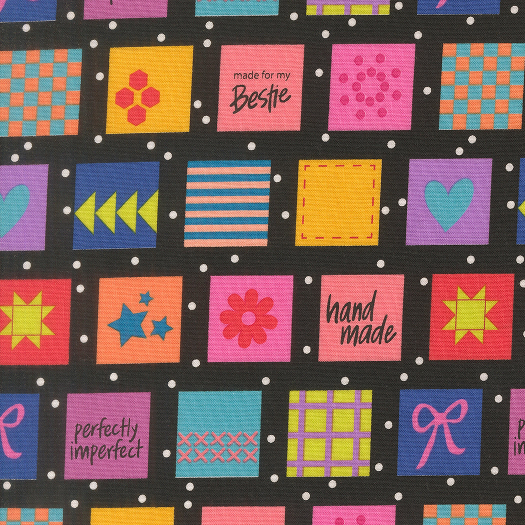 Fabric Moda Super Black Handmade Labels Maker's Delight by the Quarter Yard 28101-23