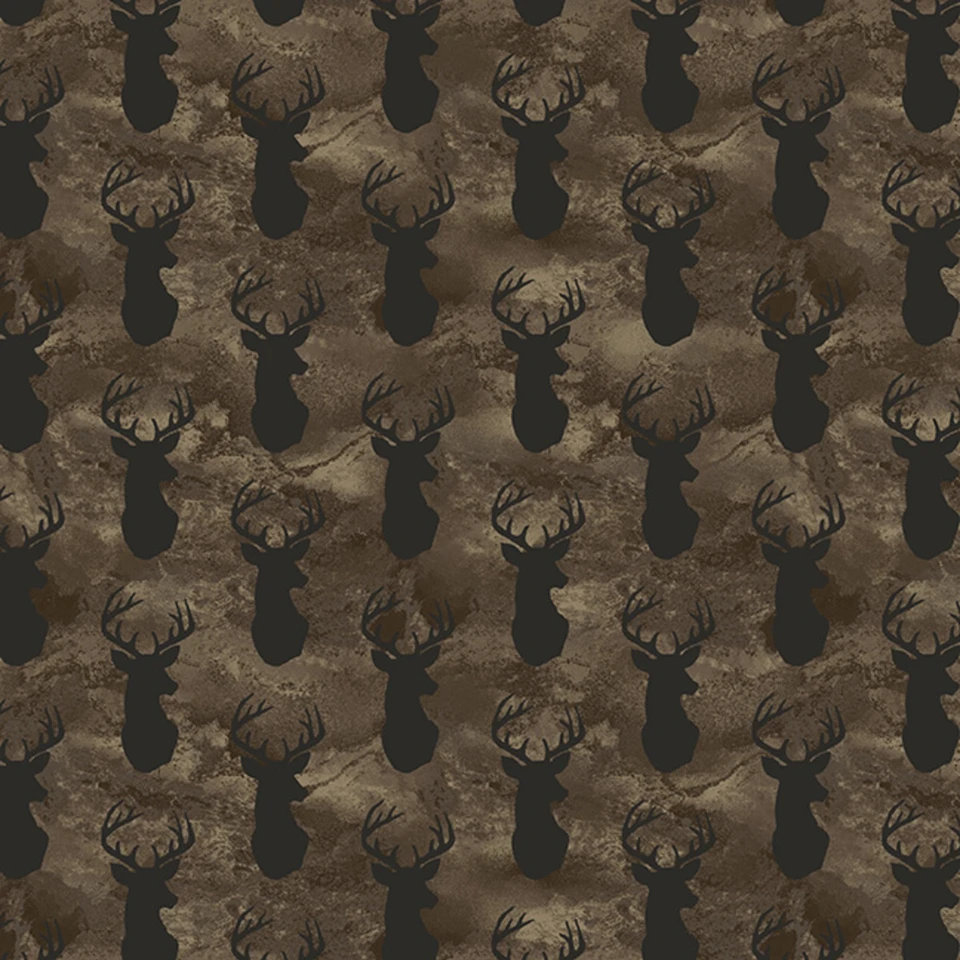 Fabric A.E. Nathan Brown Deer Silhouette REALTREE by the Quarter Yard 2888-43