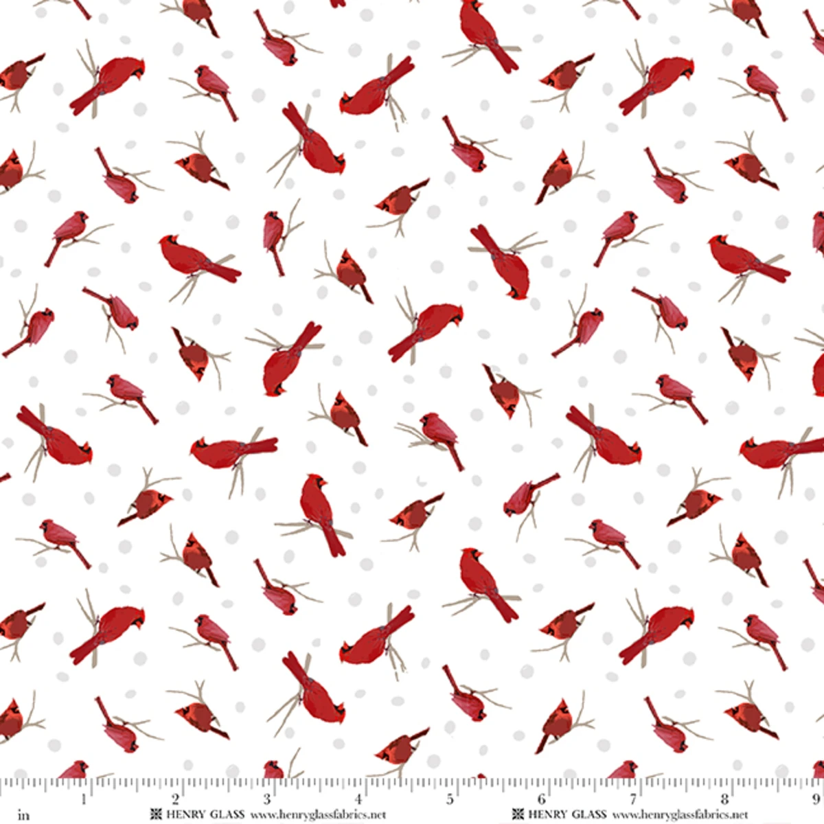 Fabric Henry Glass White Cardinals Tailgate Traditions by the Quarter Yard 2911-08