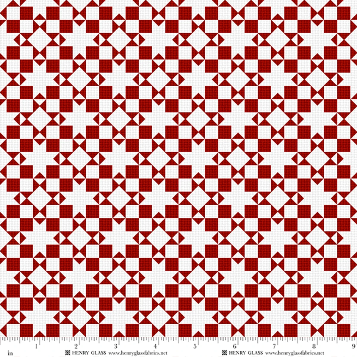 Fabric Henry Glass Red Patchwork Tailgate Traditions by the Quarter Yard 2912-88