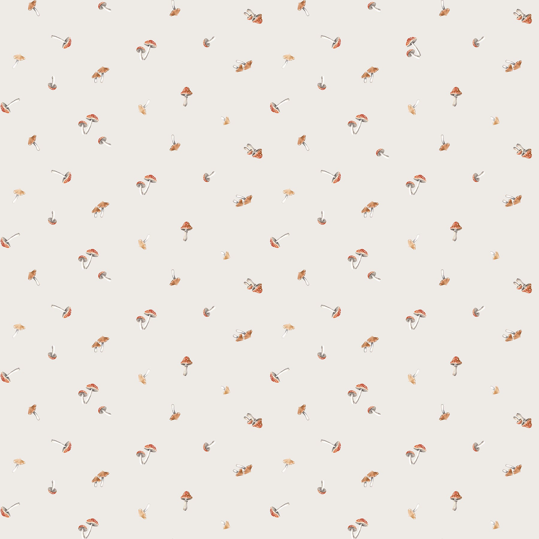 Fabric Northcott Light Gray Multi Mushroom Toss Tanglewood by the Quarter Yard 29285-91