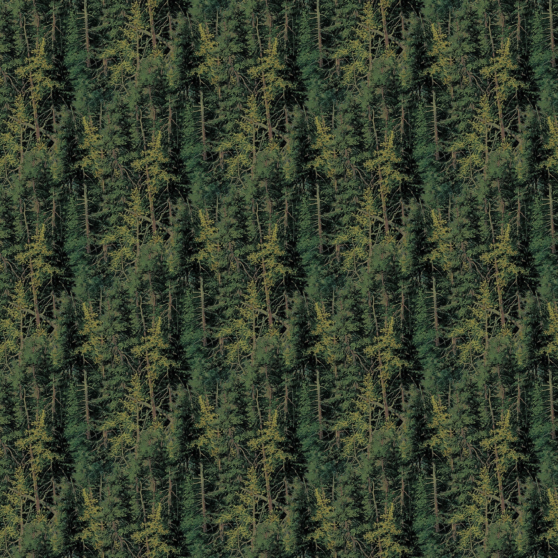 Fabric Northcott Green Evergreen Trees Highland Ridge by the Quarter Yard 29379-78