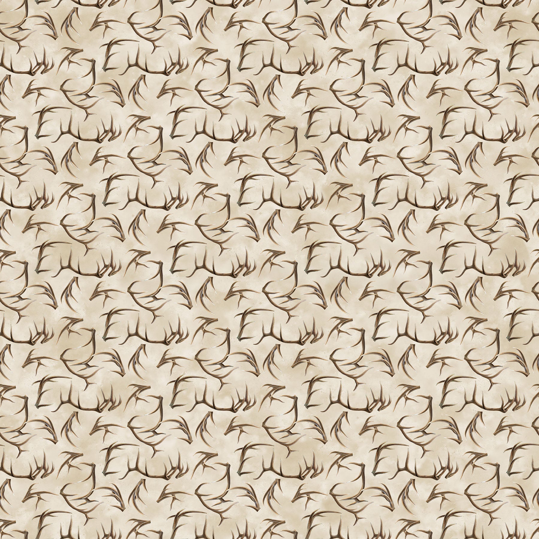 Fabric Northcott Beige Multi Tossed Antlers Highland Ridge by the Quarter Yard 29387-12
