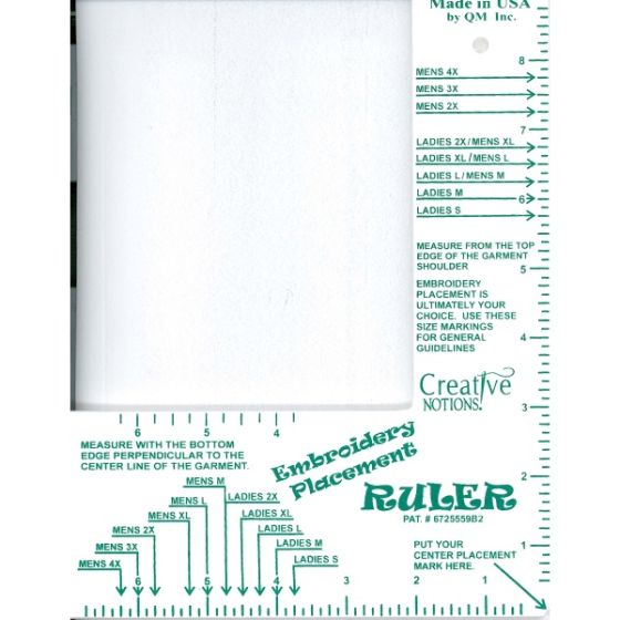 Creative Notions Embroidery Placement Ruler CNEPR1