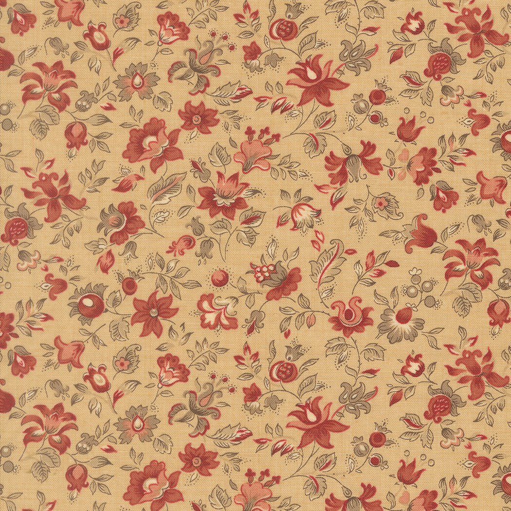 Fabric Moda Oyster Clemenceau Le Jardin Rouge by the Quarter Yard 36154-15