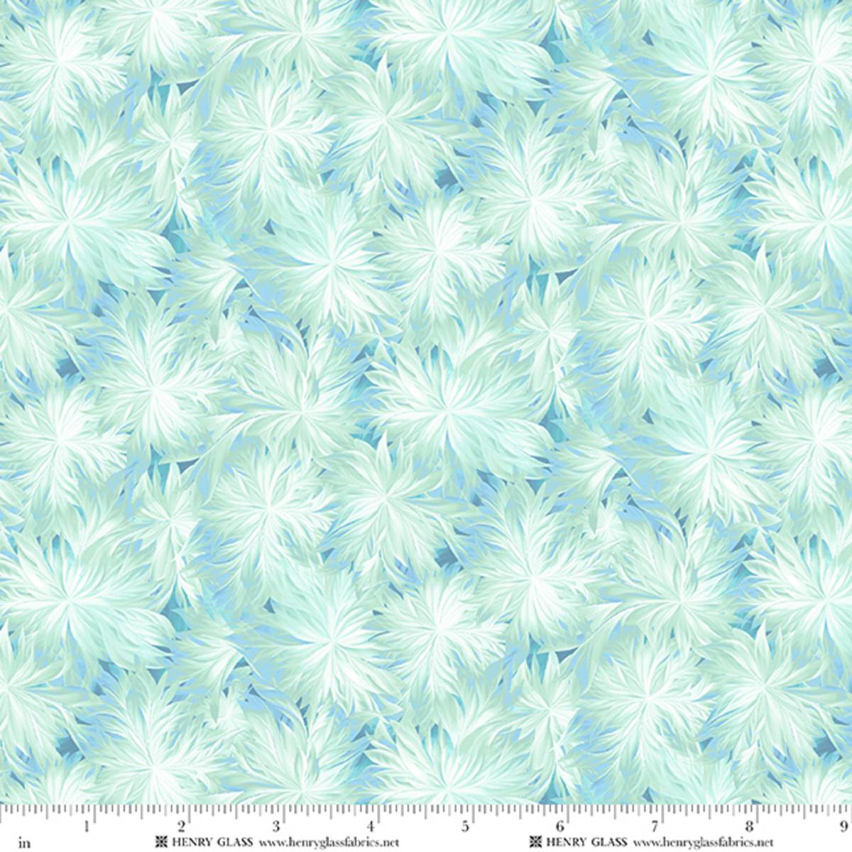Fabric Henry Glass Winter Green Frost Flowers Beyond the Pines by the Quarter Yard 3680-16