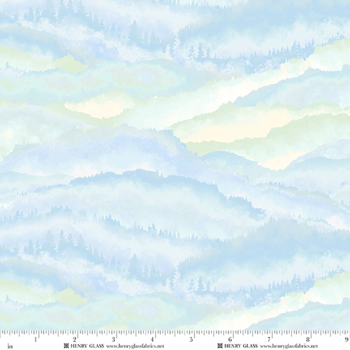 Fabric Henry Glass Icy Blue Mountain Ombre Beyond the Pines by the Quarter Yard 3681-17