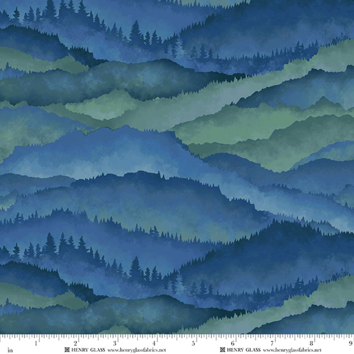 Fabric Henry Glass Blue Spruce Mountain Ombre Beyond the Pines by the Quarter Yard 3681-76