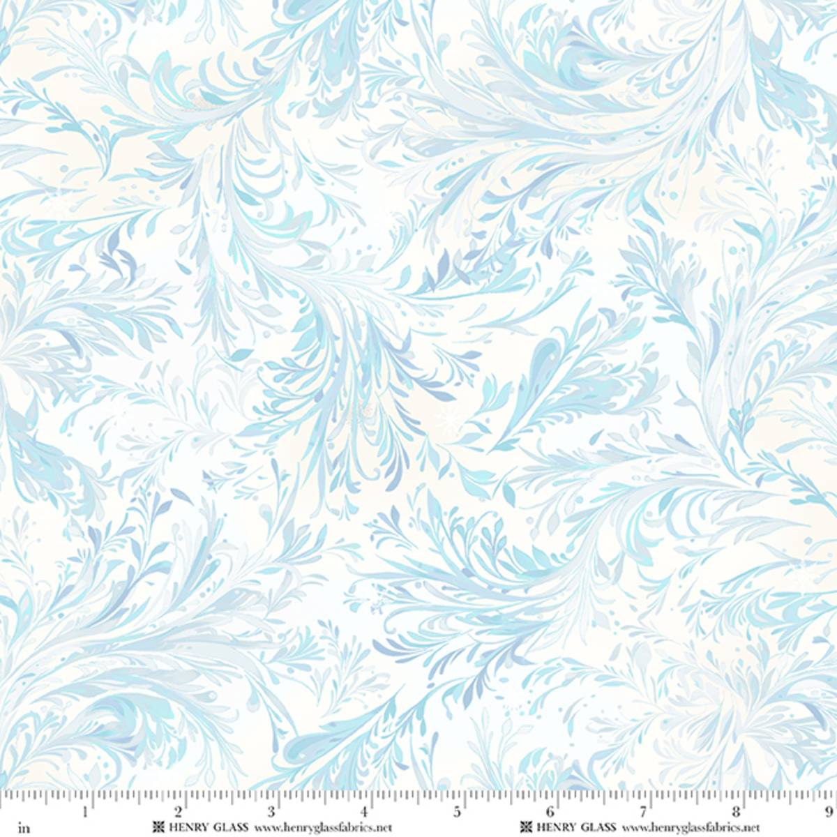 Fabric Henry Glass Icy Blue Swirling Branch Texture Beyond the Pines by the Quarter Yard 3682-17