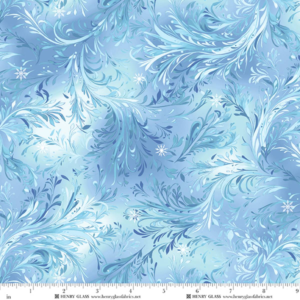 Fabric Henry Glass Medium Blue Swirling Branch Texture Beyond the Pines by the Quarter Yard 3682-70