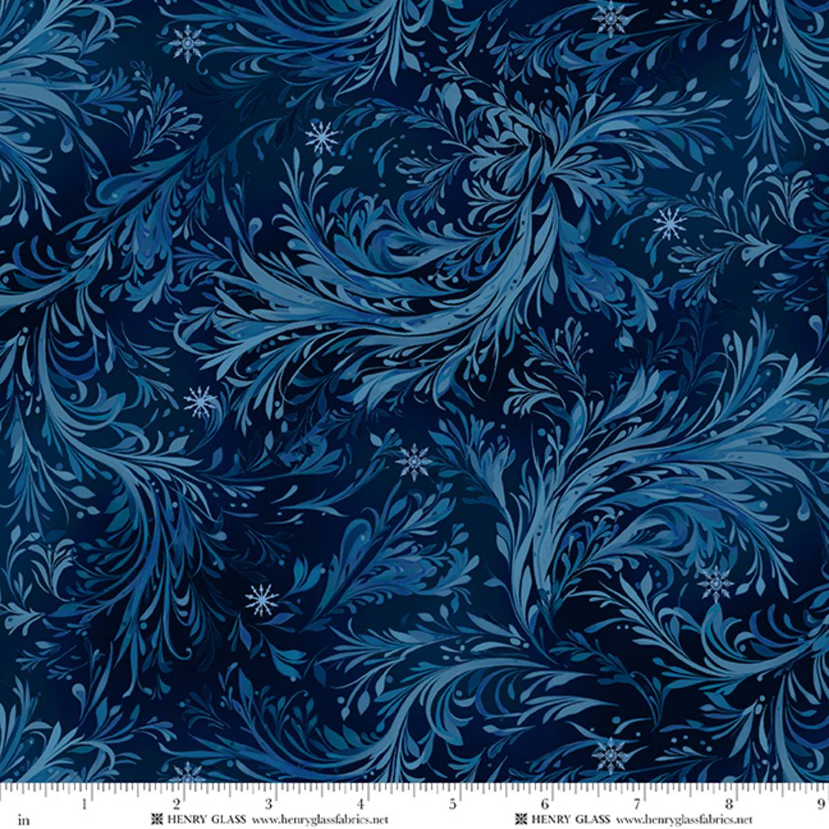 Fabric Henry Glass Midnight Blue Swirling Branch Texture Beyond the Pines by the Quarter Yard 3682-77