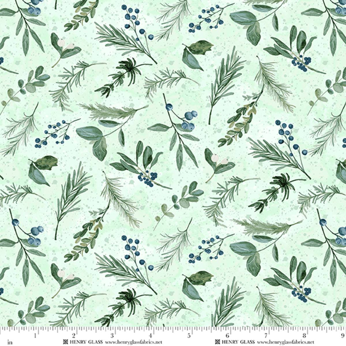 Fabric Henry Glass Winter Green Pine Bough Toss Beyond the Pines by the Quarter Yard 3683-16