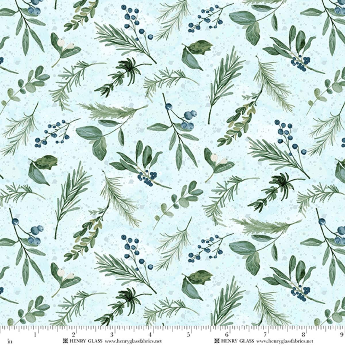 Fabric Henry Glass Medium Blue Pine Bough Toss Beyond the Pines by the Quarter Yard 3683-70