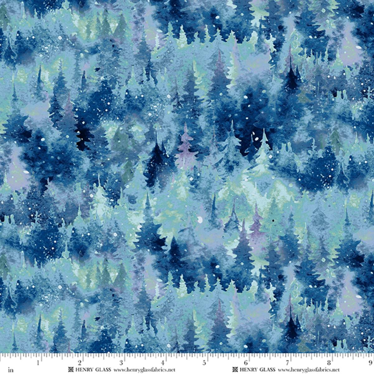 Fabric Henry Glass Blue Spruce Stacked Pine Trees Beyond the Pines by the Quarter Yard 3684-76