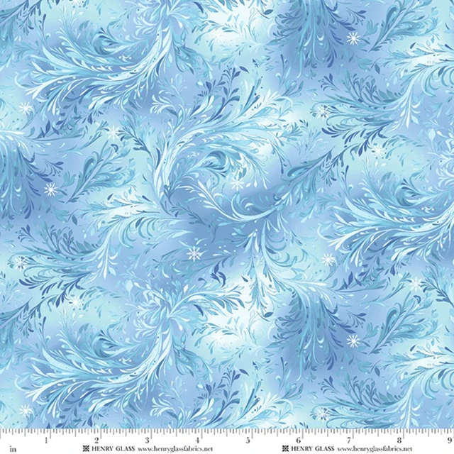 Fabric Henry Glass Medium Blue Swirling Branch Texture in Minky Beyond the Pines by the Quarter Yard 3689MK-70