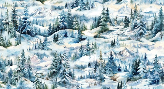 Fabric Henry Glass Blue Spruce Multi Pine Tree Scenic in Minky Beyond the Pines by the Quarter Yard 3692MK-76