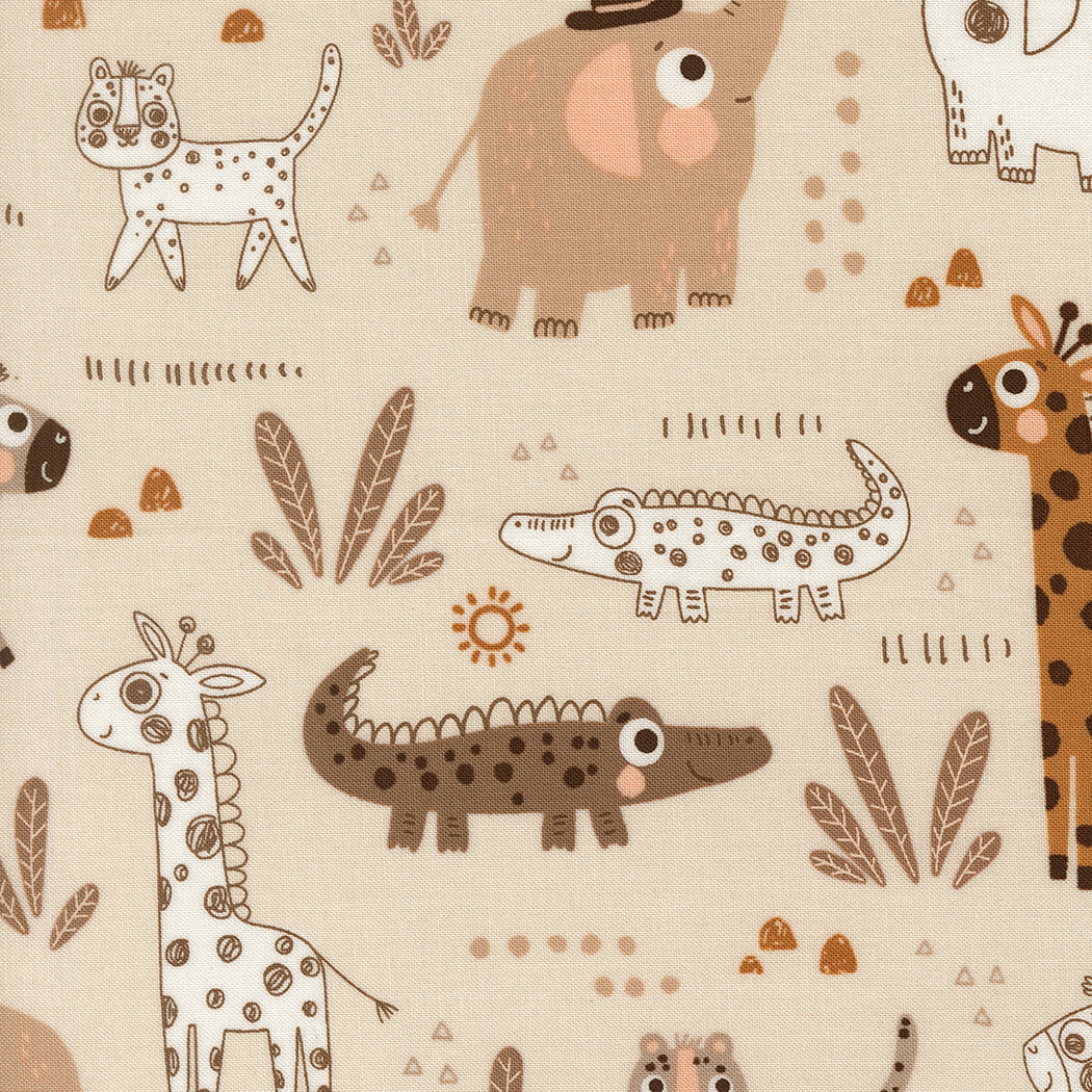 Fabric Moda Pearl Safari Animals Wildly Cute Safari by the Quarter Yard 39080-11